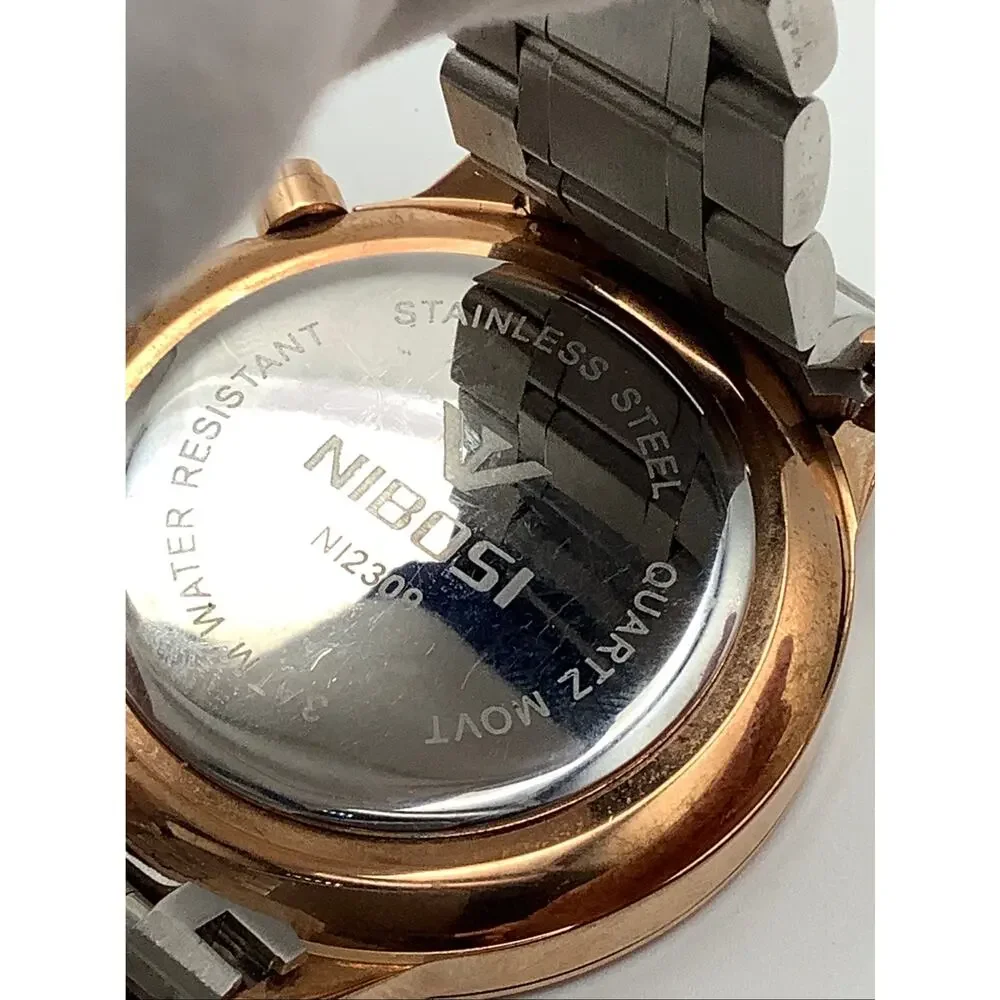 Nibosi NI2309 Mens Two-Tone Chronograph Blue Dial Watch